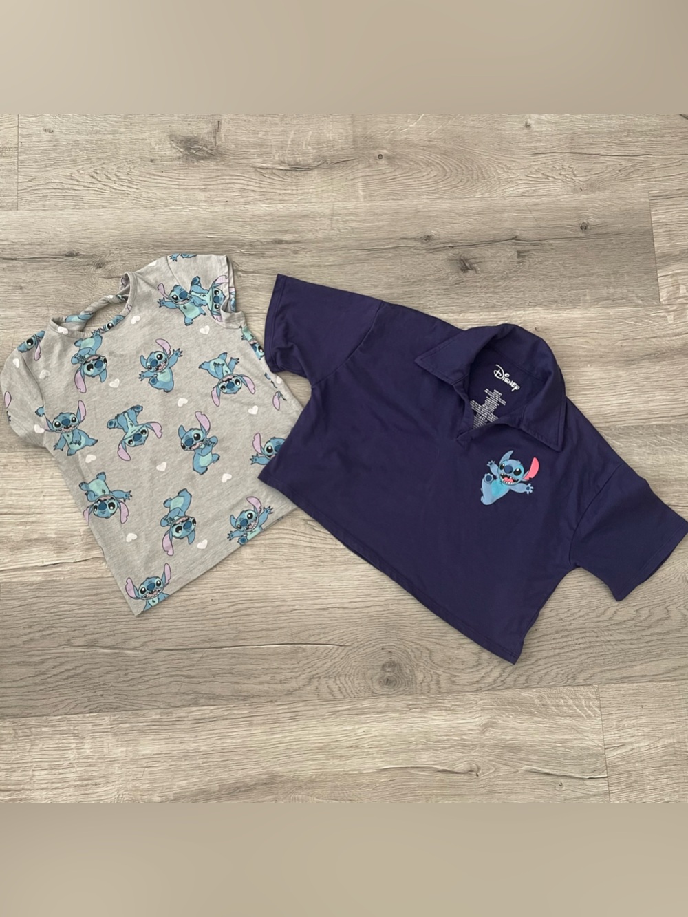 Lilo And Stitch Shirt Gray Purple Set of 2  Child Small & Extra Small Disney